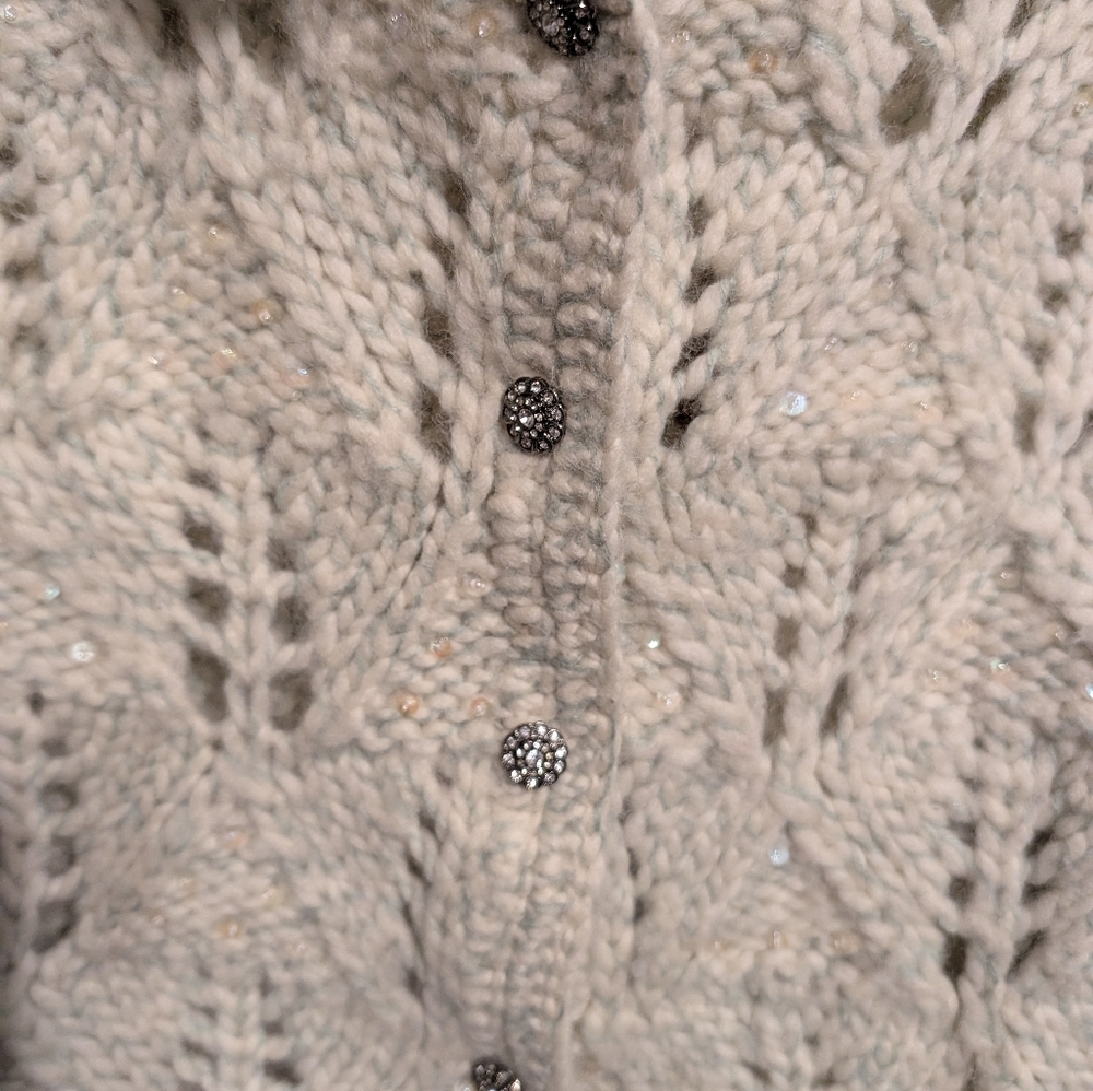 Anthropologie Elegant Cream Knit Cardigan, Absolutely Gorgeous Medium - Picture 4 of 5